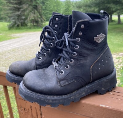 Harley Davidson Boots Kids Size 5M Leather Motorcycle Biker Black Buckle D87187