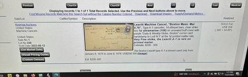 U116 Leavitt Type A-1 Machine Cancel "Boston Mass. Mar 6.76" Used Entire LV5668 - Picture 3 of 3