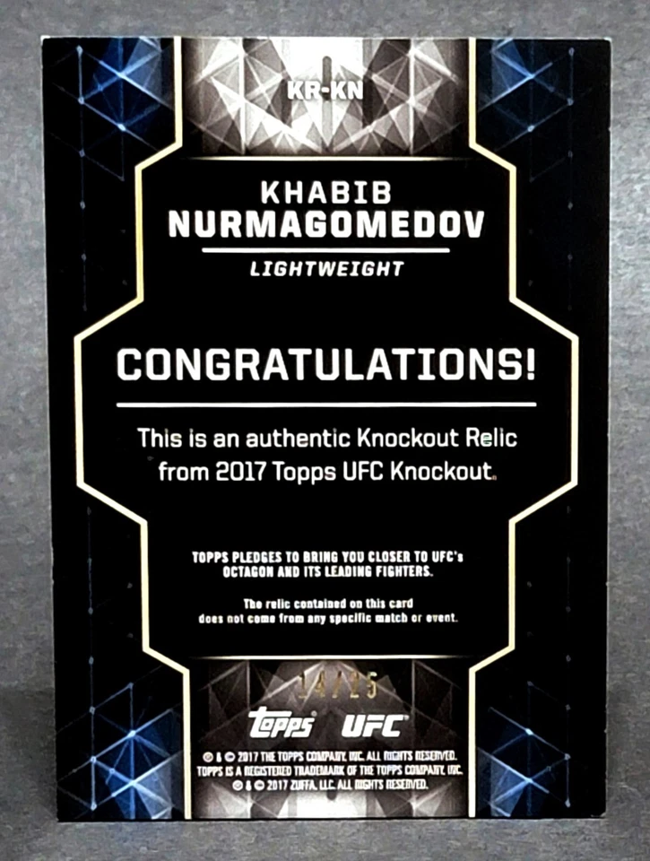 2017 Topps UFC Knockout Relics Blue #KR-KN Khabib Nurmagomedov 14/25 - Image 2 of 2