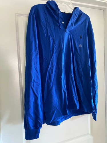 NUEVA CAMISA CON CAPUCHA PARA HOMBRE MEDIANA M RALPH LAUREN AZUL NEGRO PONY IMPRESIONANTE GENIAL - Imagen 2 de 6