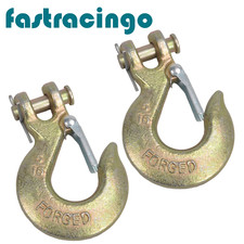 (2) 5/16" G70 Heavy Duty Forged Steel Clevis Slip Hook w/Safety Latch