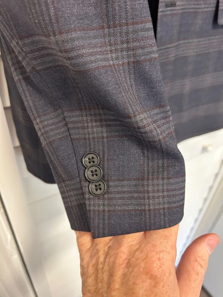 Bonobos Marzotto Azul Negro Cuadros Lana Elástico Blazer Abrigo Deportivo Chaqueta 42L Foto 2 de 4