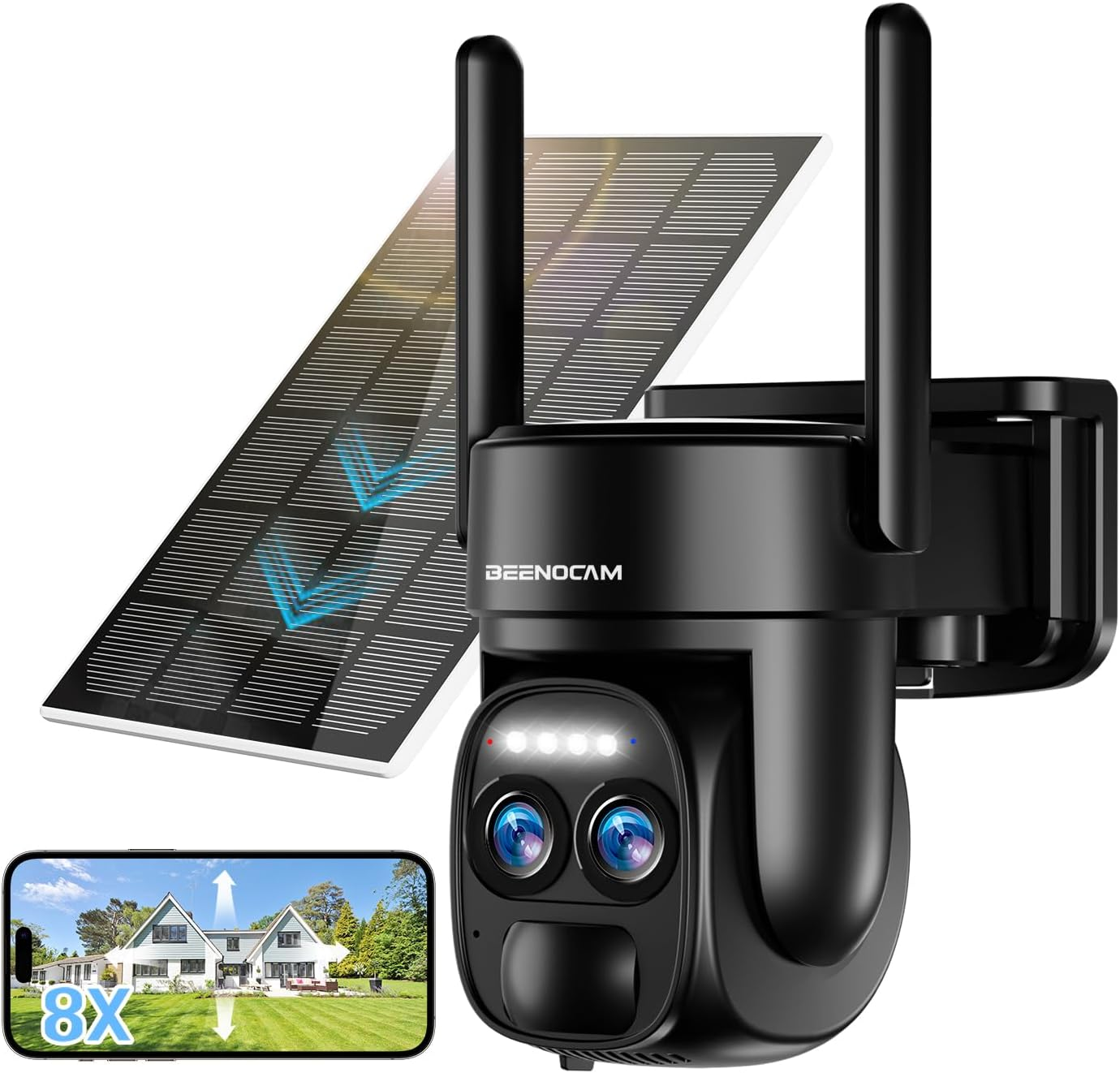4K 8MP Solar Security Cameras Wireless Outdoor Battery Powered,360°Ptz Wireless