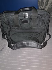 Tumi Black Expandable Laptop Bag With Shoulder Strap  Multiple Pockets