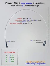Power Clip ( Easy / Quick Release ) Leaders Striped Bass Striper Drum Catfish