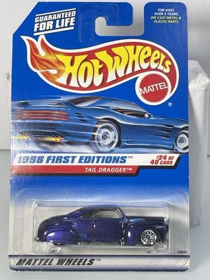 Hot Wheels 1998 First Editions TAIL DRAGGER Purple Diecast Car 24 Of 40 New