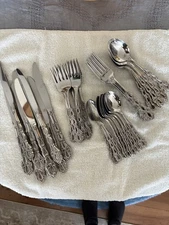 Oneida “Chandelier” Pattern (Discontinued), 9 Place Settings + 3 Extra Pieces=48