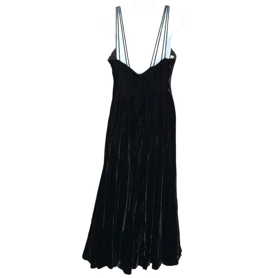Giorgio Armani IT44 US8 Black Velvet Multi Strap Evening Dress Scoop Neck *flaw - Image 3 of 4