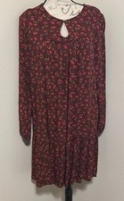 Sonoma Maroon Floral Boho Dress Large