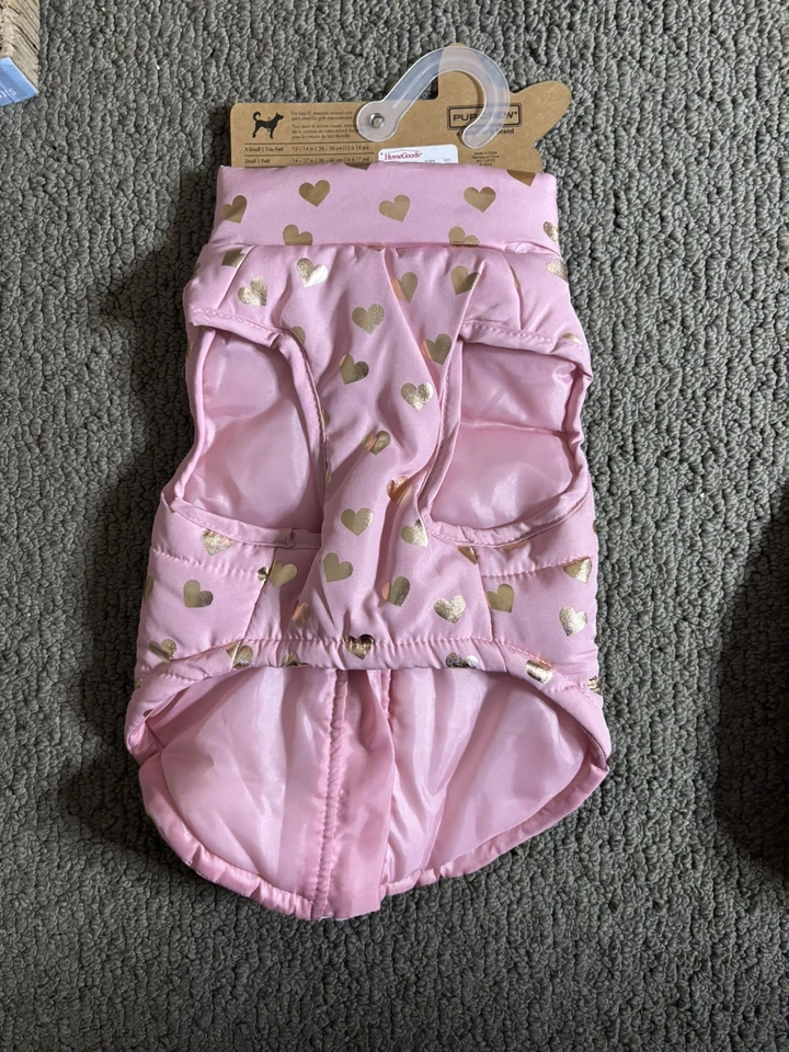 SIMPLE PERRO ROSA CON CORAZONES DORADOS ENCUBRIMIENTO/CHAQUETA/ABRIGO Cachorro/Perro MED Foto 3 de 3