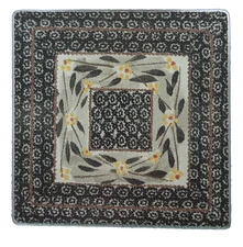 Temp-tations Square 7"x7" Old World Glass Trivet, Black/White/Yellow, Retired