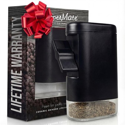 Manual Pepper Mill Grinder - Ceramic, Adjustable Coarseness, SMALL, Black