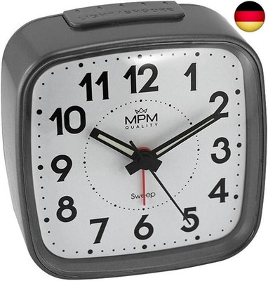 MPM Quality Design Kunststoff Wecker, Alarm Clock, Grau, Modern, Analog,