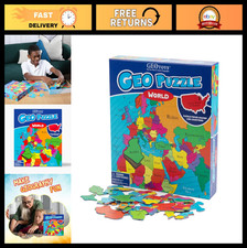 World Jigsaw Puzzle - 68 Pc Geography Game  Map Puzzle for Kids Ages 6-9, Educa