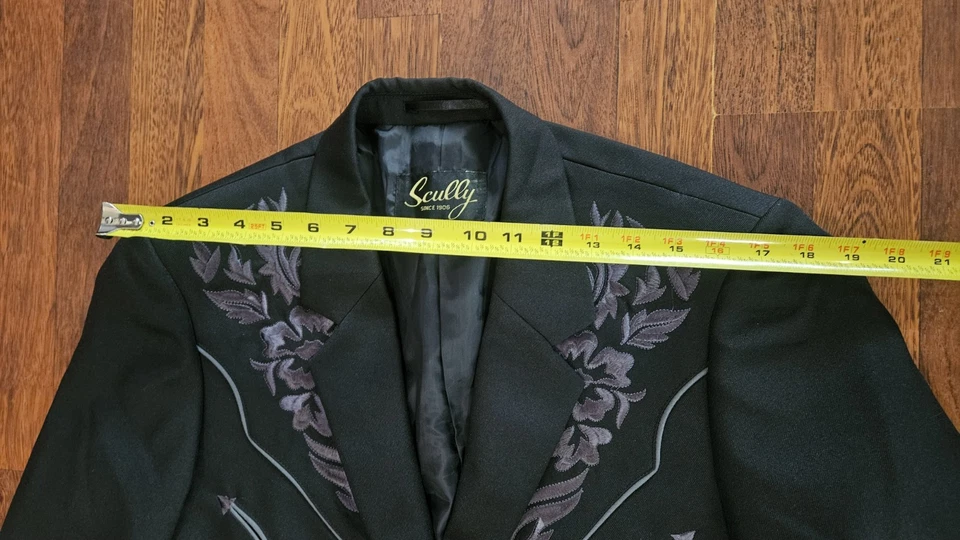 Scully Western Mens Charcoal Polyester Floral Tone Embroidered Blazer - Image 2 of 4