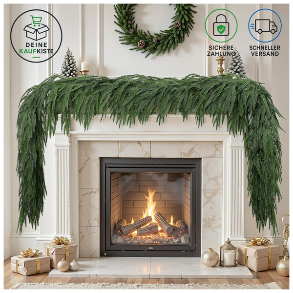 KüNstliche Weihnachtsgirlande 2,7M 100% PE FüR Indoor Outdoor Dekoration-image