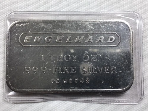 Silver Bullion 1oz .999 pure Engelhard Frosted Bar Vintage 1980's