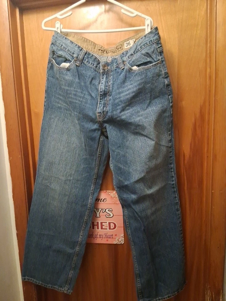 Pantalones de mezclilla Plugg Vint pierna ancha Y2k grunge patinador 36x32 años 90 hip hop 14" a través del muslo Foto 3 de 3