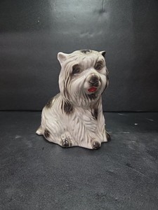 MCS Brazil Maltese Dog Statue, Vintage Porcelain Figurine, Red Tongue Detail