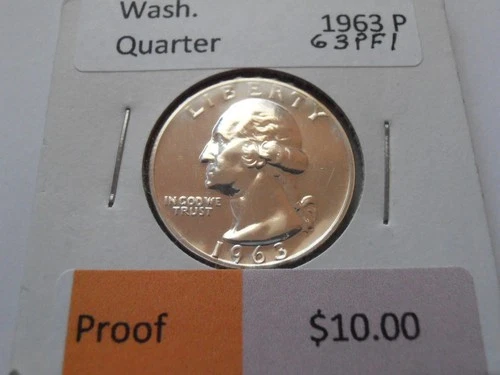 1963 P Washington Silver PROOF Quarter,  (63PF1)