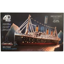 4D Build Architect Series RMS Titanic LED Lights 3D Puzzle 713 Pcs Model Kit