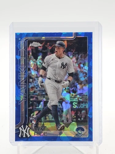 BEN RICE 2025 TOPPS CHROME ROOKIE BLUE SAPPHIRE REFRACTOR #139 YANKEES Q6512