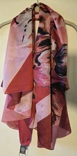 New Vince Camuto Pink Floral Scarf 47" Square Romantic Feminine 