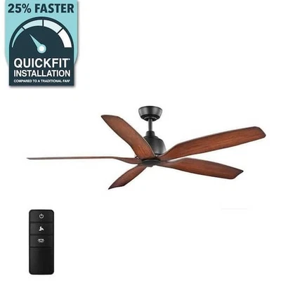 HOME DECORATORS COLLECTION HDC Sirrine 60" Indoor/Outdoor Matte Black Smart Ceiling Fan w/Remote Control