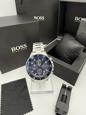OROLOGIO UOMO HUGOBOSS 1513907 ACCIAIO INOX CINTURINO ARGENTO QUADRANTE BLU CASSA ARGENTO