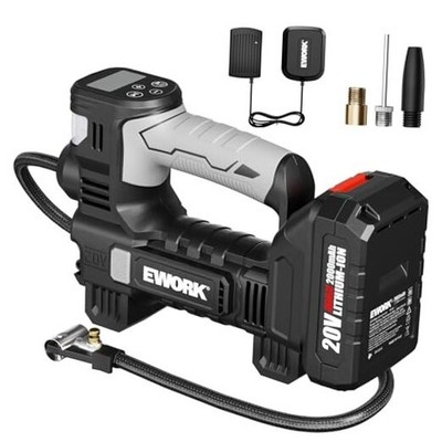  Tire Inflator Portable Air Compressor with Independent Cylinder, Black & Red