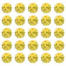 25Pcs 10mm Rhinestone Clay Beads, Crystal Disco Bead for DIY, Light Yellow