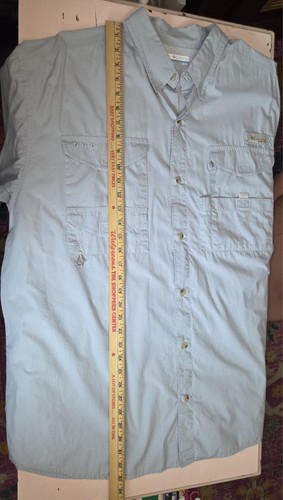 Camisa de pesca Columbia PFG para hombre talla XL azul claro ventilada con botones manga corta - Imagen 12 de 13