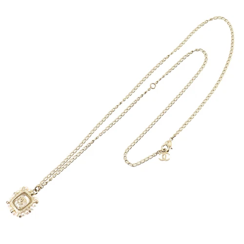 Collana CHANEL Coco Mark perle oro champagne bianco A16A accessori donna