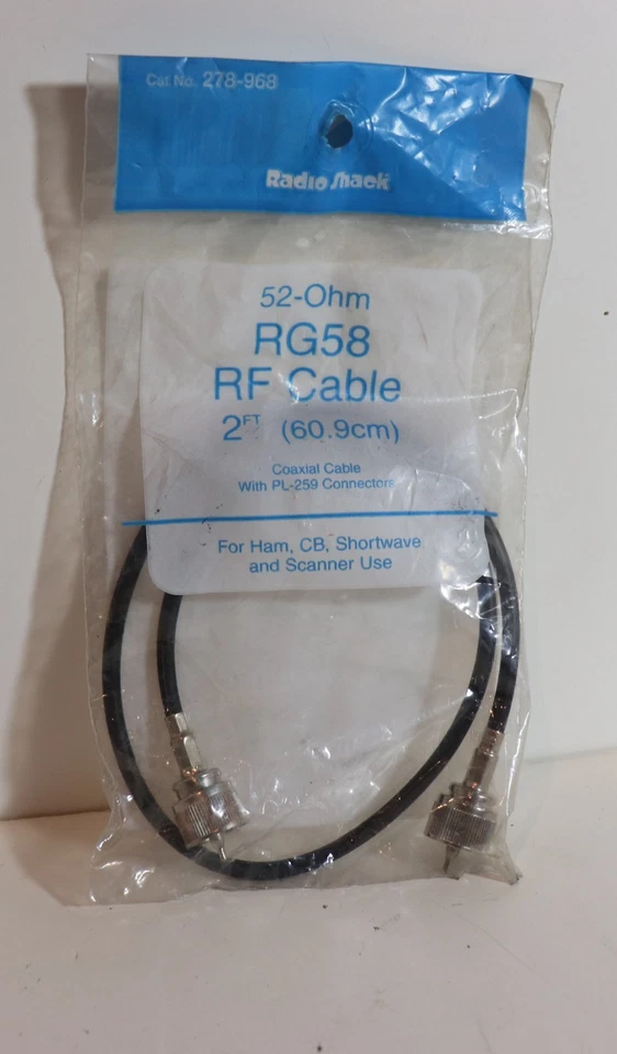 Radio Shack #278-968 RG-58 Coax Cable Assembly 2-Ft    NEW - Image 2 of 2