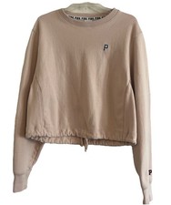 Pink Victoria Secret Sweatshirt Women s M Pink Oversized Cropped Drawstring