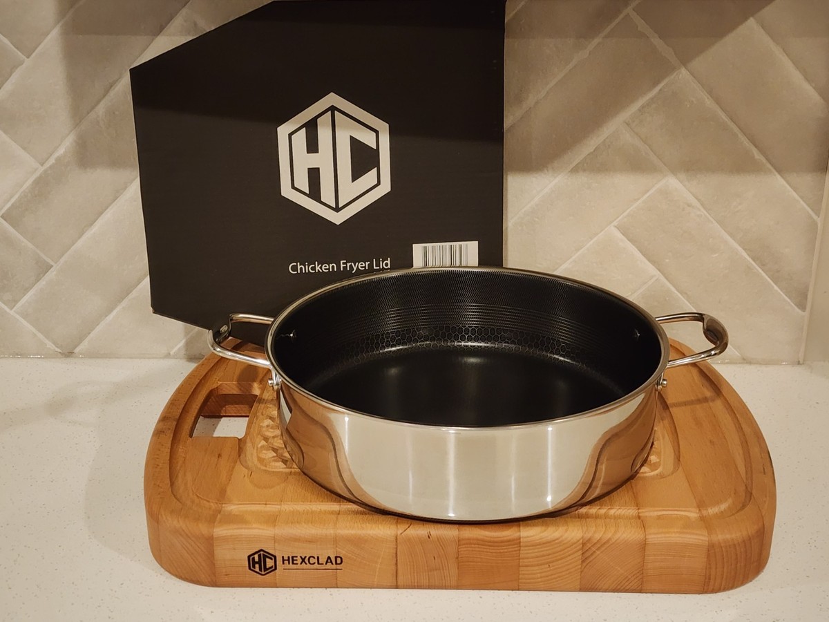 HexClad Hybrid 7-Quart Sauté Pan / Chicken Fryer w/Tempered Glass