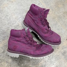 Timberland Kids Size 3 6" Premium Waterproof Boots A197D Magenta-Floral