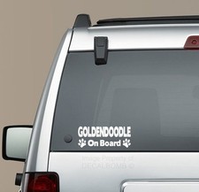 Goldendoodle On Board Paw Print decal sticker - Golden Retriever Poodle mix