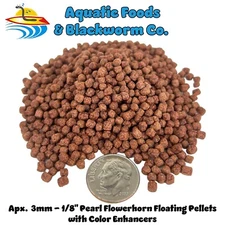 3mm Pearl Flowerhorn Floating Color Pellets, Also Cichlids & Tropicals