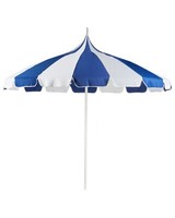 Sonnenschirm Blau / Weiß 245 Cm Rund Mit WeißEr Aluminium Stange Minoa