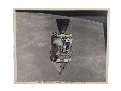 NASA Apollo 15 Photo CSM & SIM Bay from Lunar Module During Rendezvous 1971