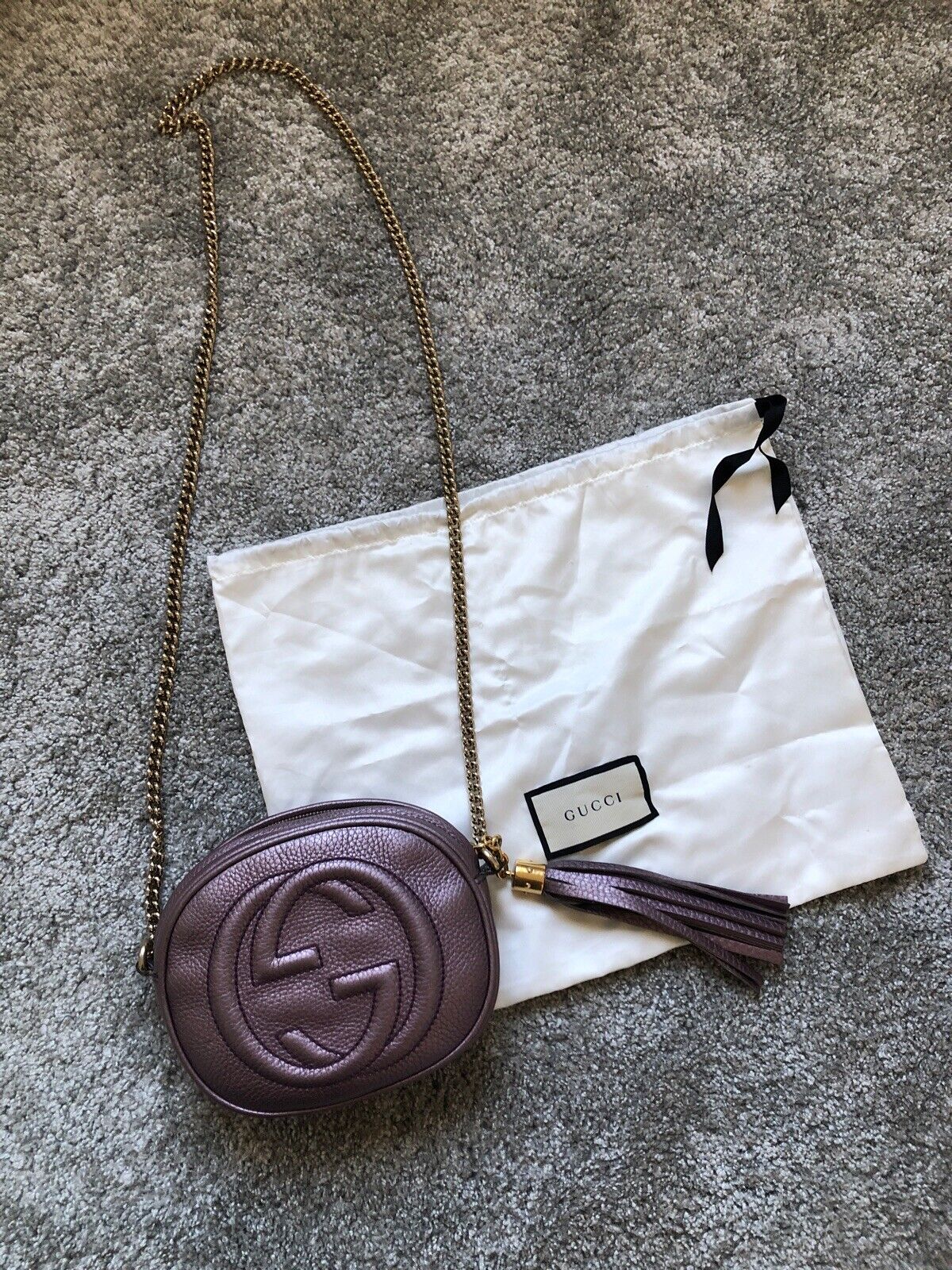 Gucci Metallic Purple Soho Mini Chain Bag Ltd Ed Rare |