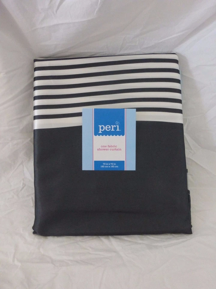 Cortina de chuveiro Peri Home Simon tecido listrado 70 x 72 nova na embalagem - Imagem 4 de 4