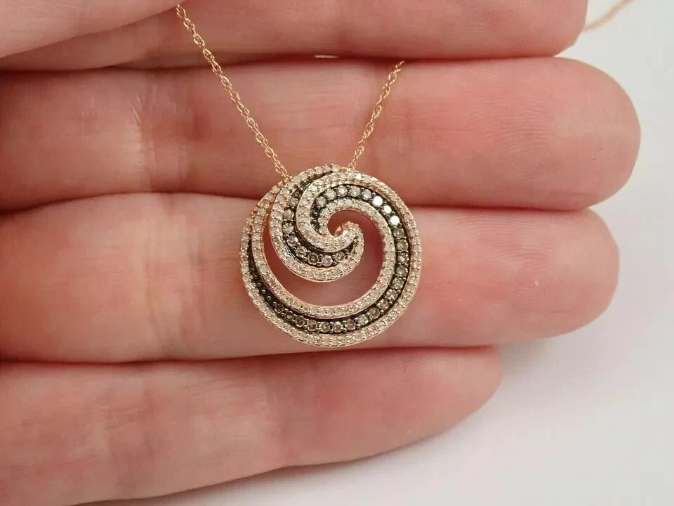 Женский кулон из морганита круглой огранки 2 карата с покрытием из розового золота 14 карат 18 дюймов - Изображение 3 из 4