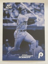 2024 Topps Black & White Mike Schmidt 28/49 Phillies #30 Blue Parallel 