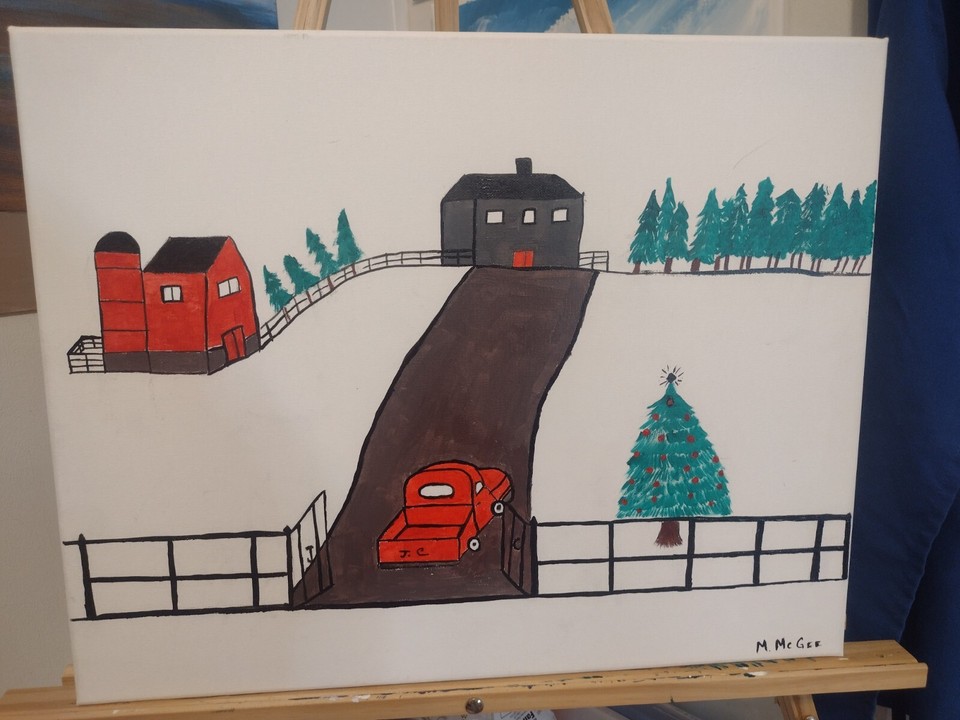 Red Truck Christmas Canvas Art eBay