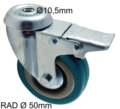 EXCOLO Lenkrollen 50 mm Apparaterolle Vollgummi m. Stopp und Rückenloch Fadenschutz