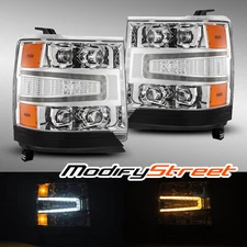 Fit 16-18 Chevrolet Silverado 1500 NOVA-Series LED Projector Headlights Chrome