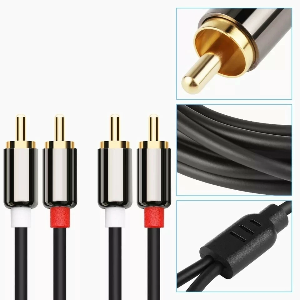 3M 2M 1M 2 RCA macho a 2 RCA macho RCA audio fonógrafo enchufes a enchufes cable altavoz Foto 2 de 4