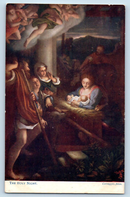 Germany Postcard Allegri Holy Night in Dresden Gallery c1910 Oilette Tuck Art